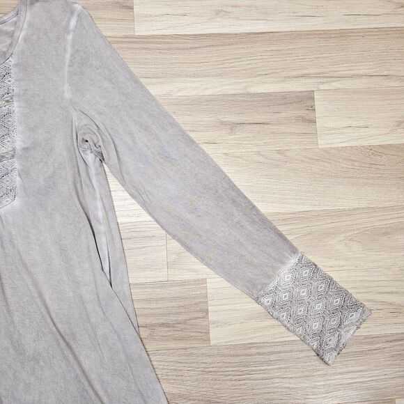 Knox Rose Womens Gray Boho Peasant Longsleeve Shirt Medium - Picture 4 of 9